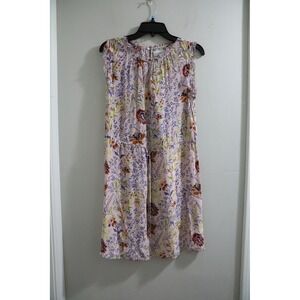 Velvet by Graham‎ Spencer Floral Print Midi Dress Light Pink Blue XS